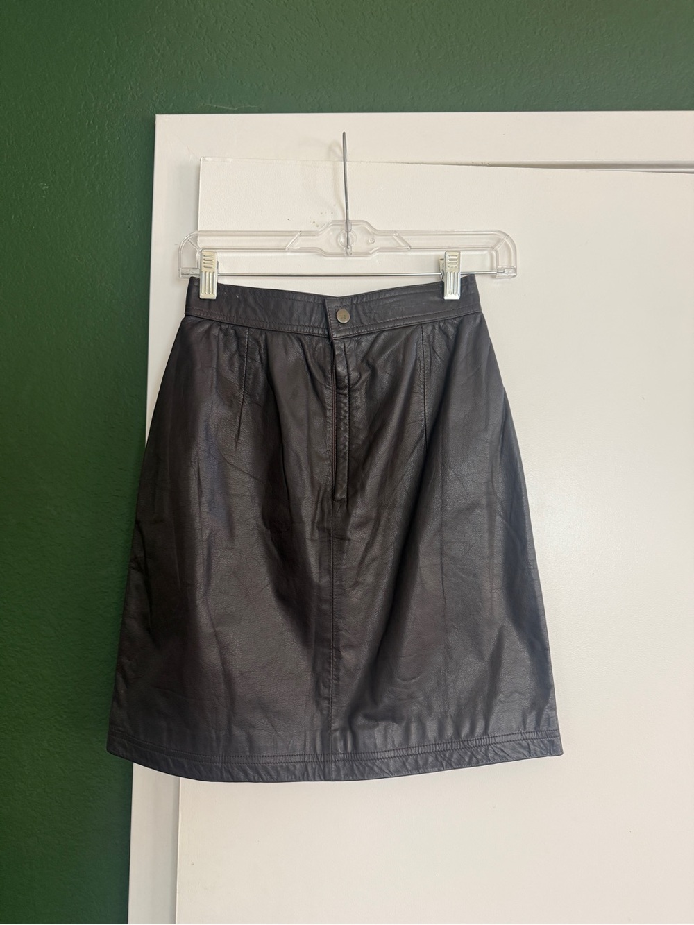 Dark brown Faux Leather A-Line Skirt